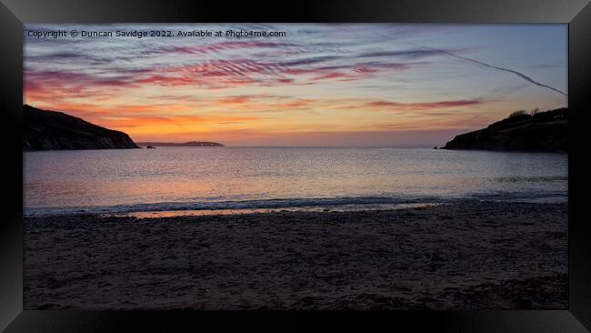 A Cornish sunrise at Maenporth Panoramic  Framed Print by Duncan Savidge