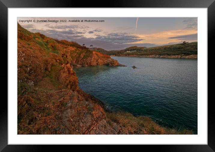 Looking back to Maenporth sunset light Framed Mounted Print by Duncan Savidge