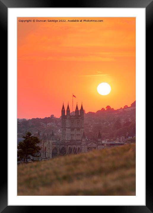 Bath Abbey sunset Framed Mounted Print by Duncan Savidge