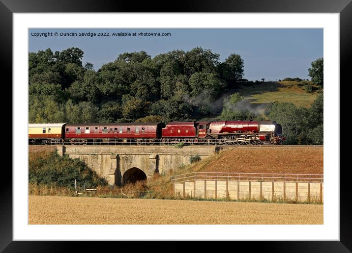 Duchess of Sutherland 6233 in glorious Autumn sunshine Framed Mounted Print by Duncan Savidge