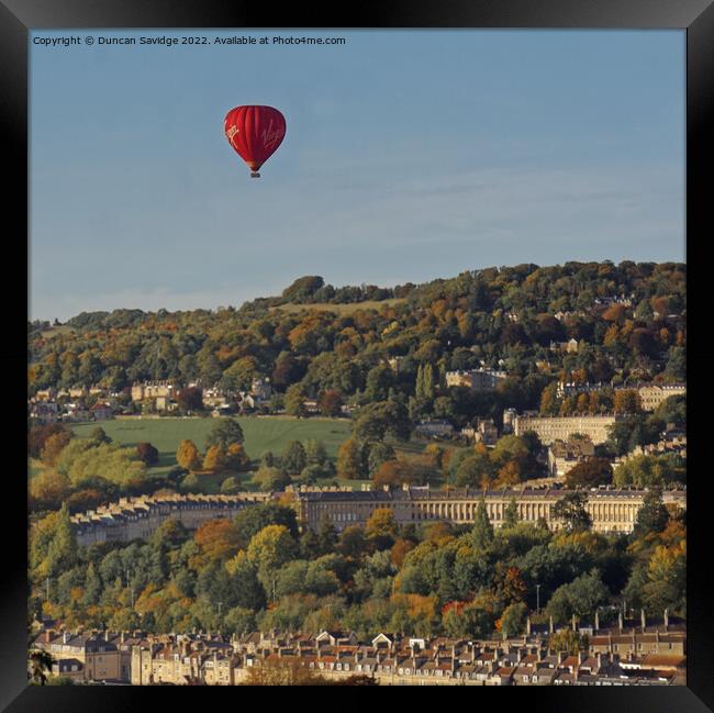 Virgin Balloon flight over Bath Framed Print by Duncan Savidge