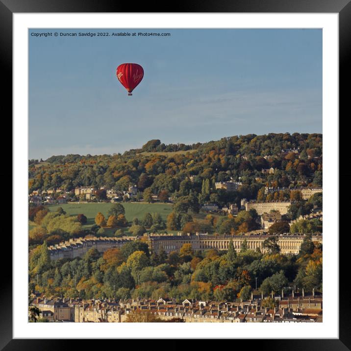 Virgin Balloon flight over Bath Framed Mounted Print by Duncan Savidge