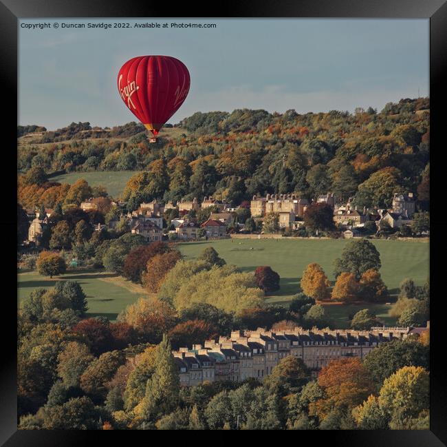 Virgin Hot Air Balloon flight over Bath Framed Print by Duncan Savidge