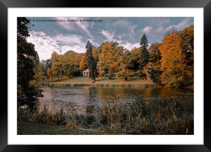 Bath Spa Newton Park lake in Autumn light  Framed Mounted Print by Duncan Savidge