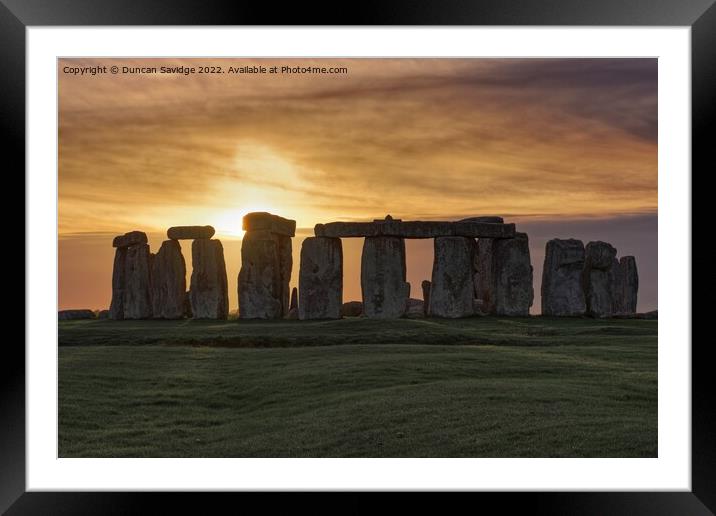 Stonehenge Winter Sunset  Framed Mounted Print by Duncan Savidge