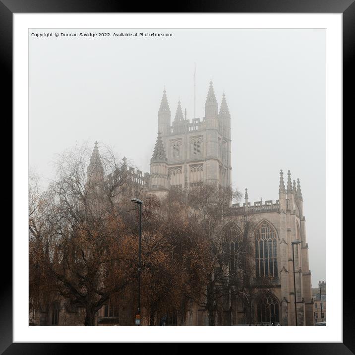 Bath Abbey in the fog Framed Mounted Print by Duncan Savidge