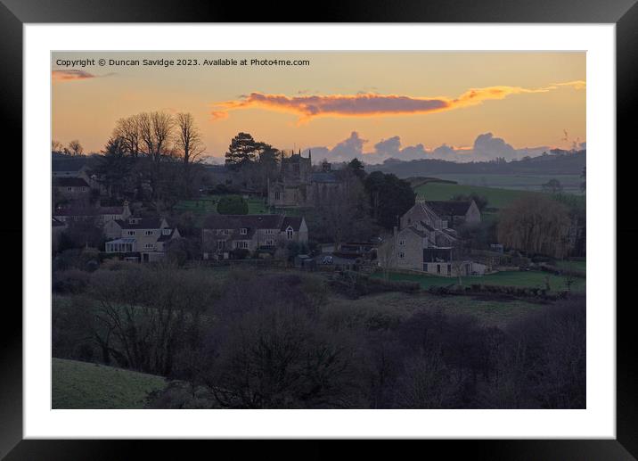 St Peters Church Englishcombe sunset Framed Mounted Print by Duncan Savidge