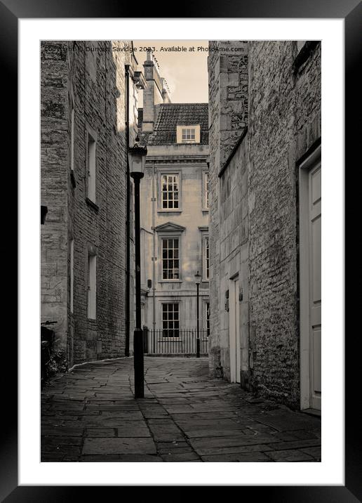 Bath side Streets golden black and white Framed Mounted Print by Duncan Savidge