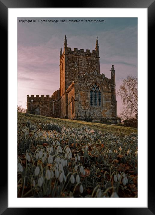 Snowdrops at St Peters church Englishcombe  Framed Mounted Print by Duncan Savidge