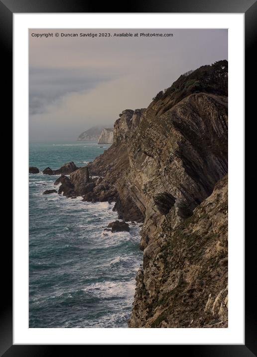 Rocks between Lulworth Cove and Durdle Door portrait  Framed Mounted Print by Duncan Savidge