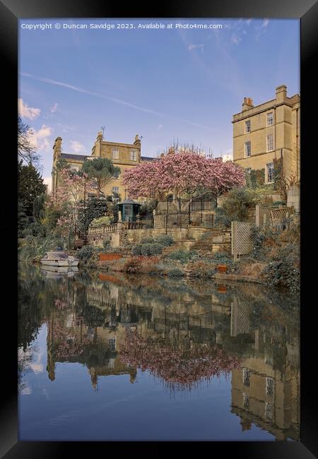Spring golden and pink reflections along the Kennett and Avon canal in Bath Framed Print by Duncan Savidge