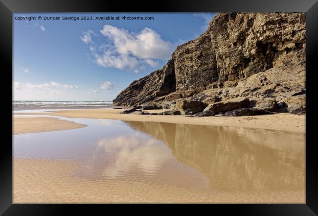 Chapel Porth, Cornwall golden sand Framed Print by Duncan Savidge