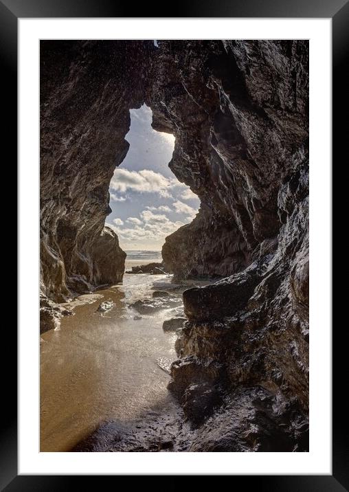 Majestic caves at Chapel Porth, Cornwall Framed Mounted Print by Duncan Savidge