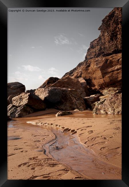 Chapel Porth, Cornwall golden sand Framed Print by Duncan Savidge