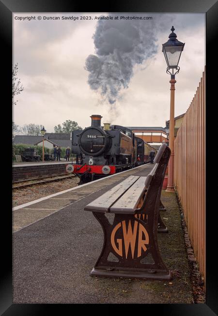 The majestic TGWR Pannier No. 9466 West Somerset R Framed Print by Duncan Savidge