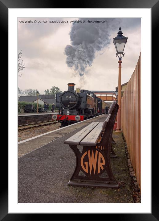 The majestic TGWR Pannier No. 9466 West Somerset R Framed Mounted Print by Duncan Savidge