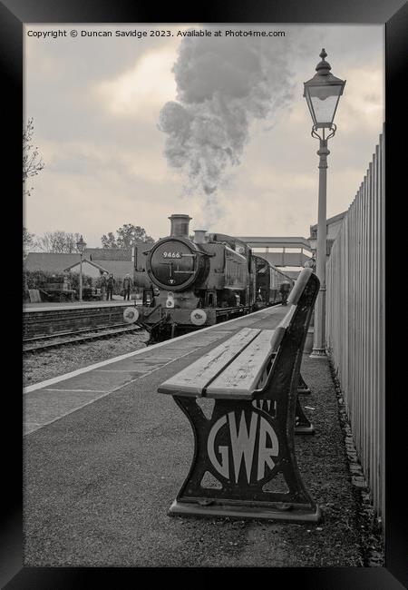 GWR Pannier No. 9466 West Somerset Railway  Framed Print by Duncan Savidge