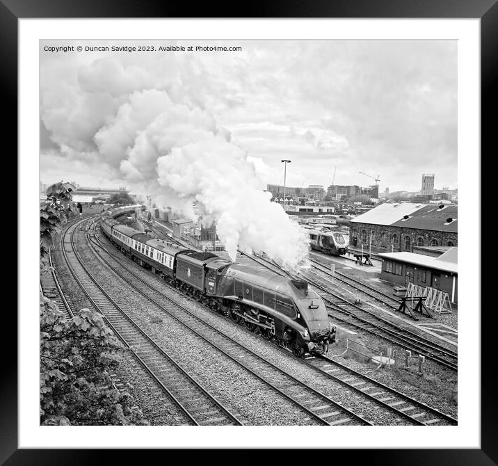 A4 steam train leaving Bristol Temple Meads Framed Mounted Print by Duncan Savidge