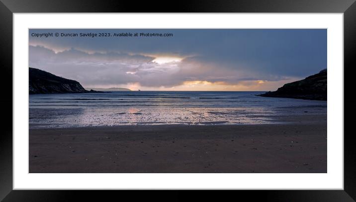 Moody sunrise at Maenporth beach Cornwall Framed Mounted Print by Duncan Savidge