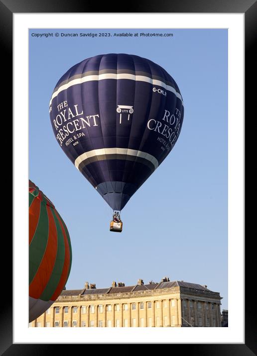 Soaring Free - Royal Crescent Bath hot air balloon Framed Mounted Print by Duncan Savidge