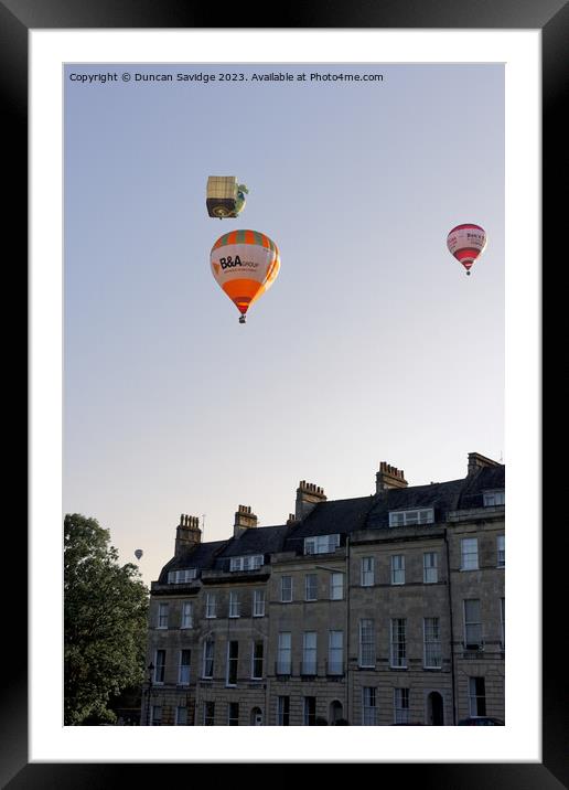 Hot air Balloons above Marlborough Buildings, Bath Framed Mounted Print by Duncan Savidge
