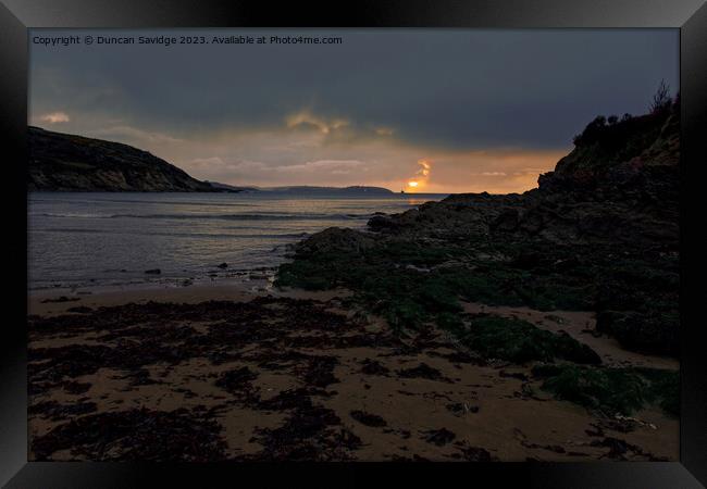 Moody Maenporth Sunrise  Framed Print by Duncan Savidge