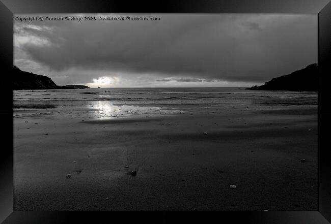 Black and white Cornish sunrise  Framed Print by Duncan Savidge