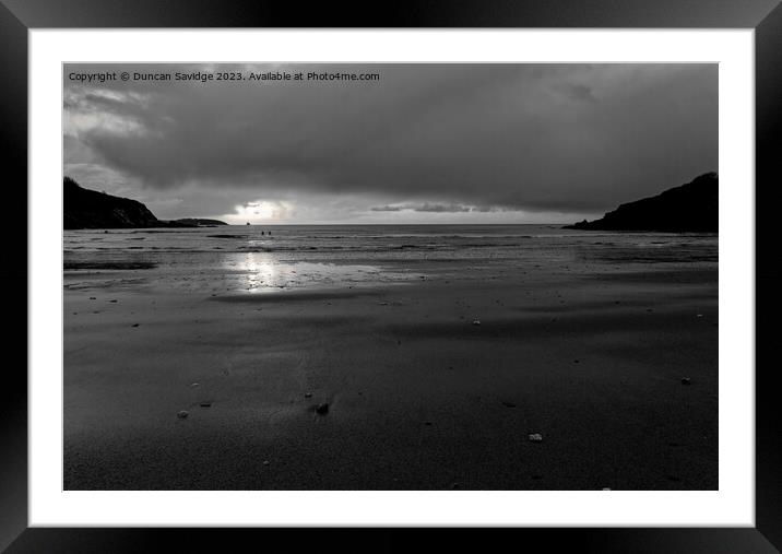 Black and white Cornish sunrise  Framed Mounted Print by Duncan Savidge