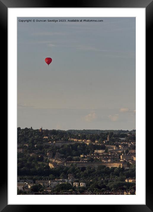 Virgin hot air balloon over Bath Framed Mounted Print by Duncan Savidge