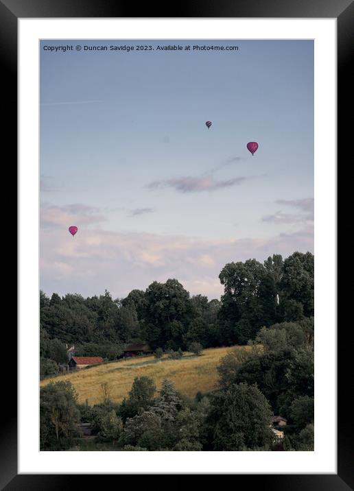 Collection if balloons over Foxhill in Bath Framed Mounted Print by Duncan Savidge