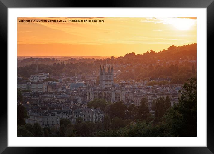 Bath Abbey at sunset Framed Mounted Print by Duncan Savidge