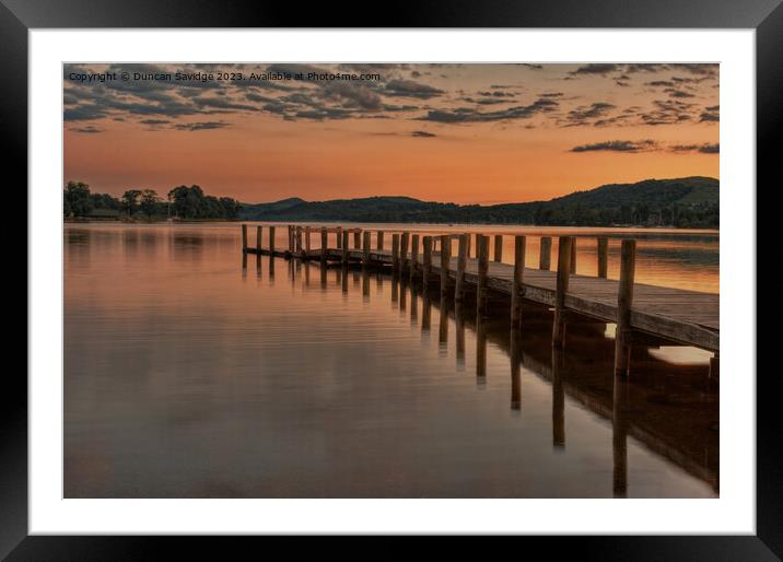 Coniston jetty wam susnet - the lake district Framed Mounted Print by Duncan Savidge
