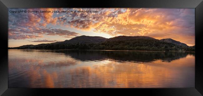 Lake District Panoramic sunset Framed Print by Duncan Savidge