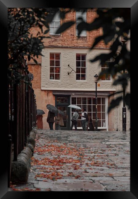 Damp Autumn side street in Bath Framed Print by Duncan Savidge