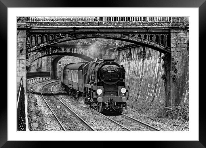 Black and white steam train in Sydney Gardens Bath Framed Mounted Print by Duncan Savidge