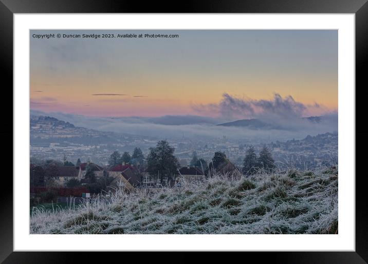 Misty Winter wonderland suset over Bath Framed Mounted Print by Duncan Savidge