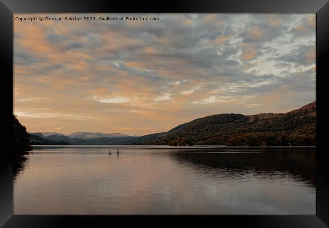 Pastel sunset across Lake Coniston Framed Print by Duncan Savidge