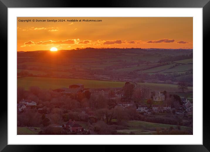 Englishcombe village sunset, Somerset Framed Mounted Print by Duncan Savidge