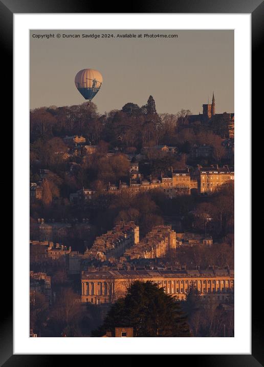 Winter hot air ballooning over Bath Framed Mounted Print by Duncan Savidge
