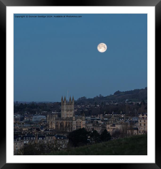 Wolf Moon setting over Bath Framed Mounted Print by Duncan Savidge