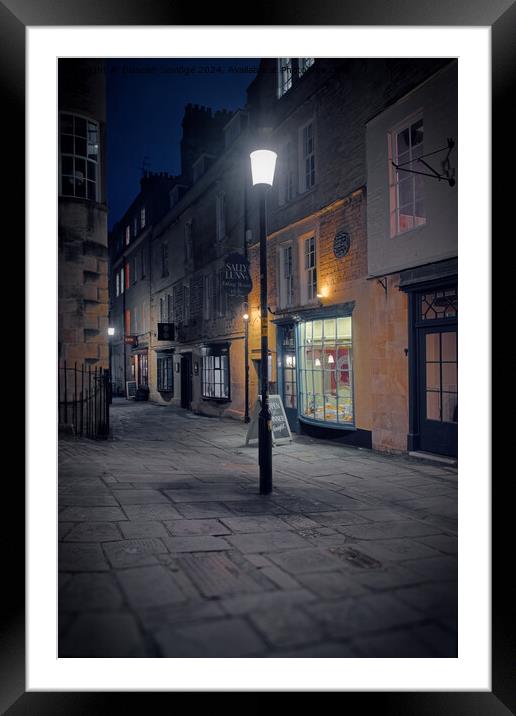 North Parade Passage in Bath at night Framed Mounted Print by Duncan Savidge