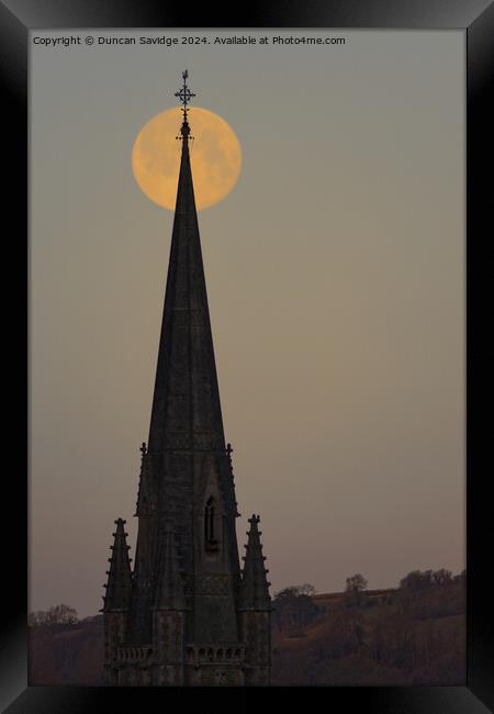 Wolf moon church spire  Framed Print by Duncan Savidge
