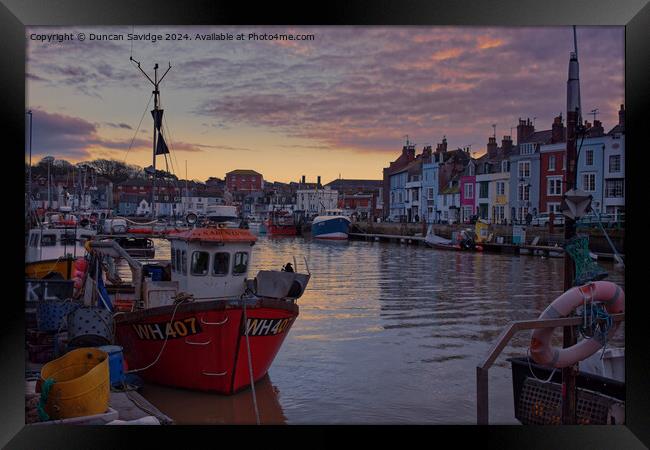 Sunset over Weymouth Harbour Framed Print by Duncan Savidge
