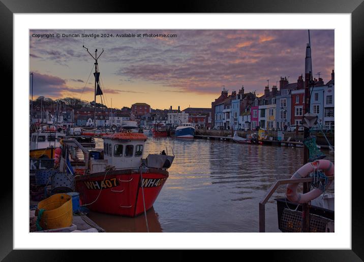 Sunset over Weymouth Harbour Framed Mounted Print by Duncan Savidge