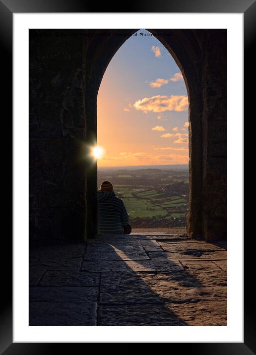 Sunset through the arch at Glastonbury Tor Framed Mounted Print by Duncan Savidge