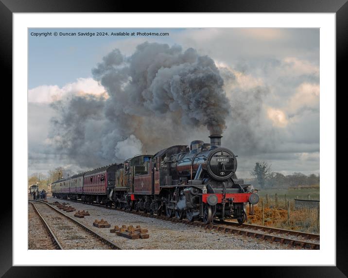 4110 and Ex LMS Ivatt 2MT Class 2-6-0, No.46447 steam trains go back to back Framed Mounted Print by Duncan Savidge