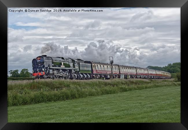 Steam Train Braunton powering through Somerset Framed Print by Duncan Savidge