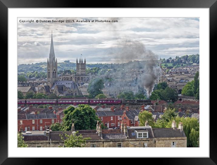 Black 5 steam train makes dramatic exit from Bath  Framed Mounted Print by Duncan Savidge