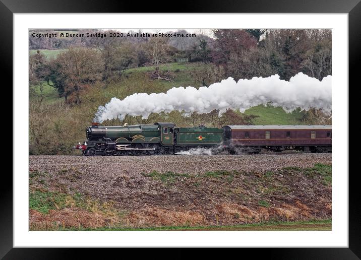 Clun Castle steam train Winter steam near Bath Framed Mounted Print by Duncan Savidge