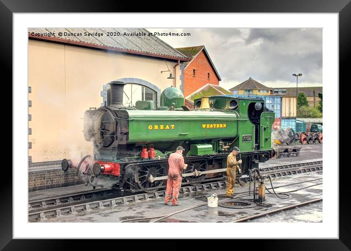 7752 pannier tank engine at Minehead Framed Mounted Print by Duncan Savidge